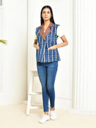 Juno indigo Ajrakh cotton jacket -1