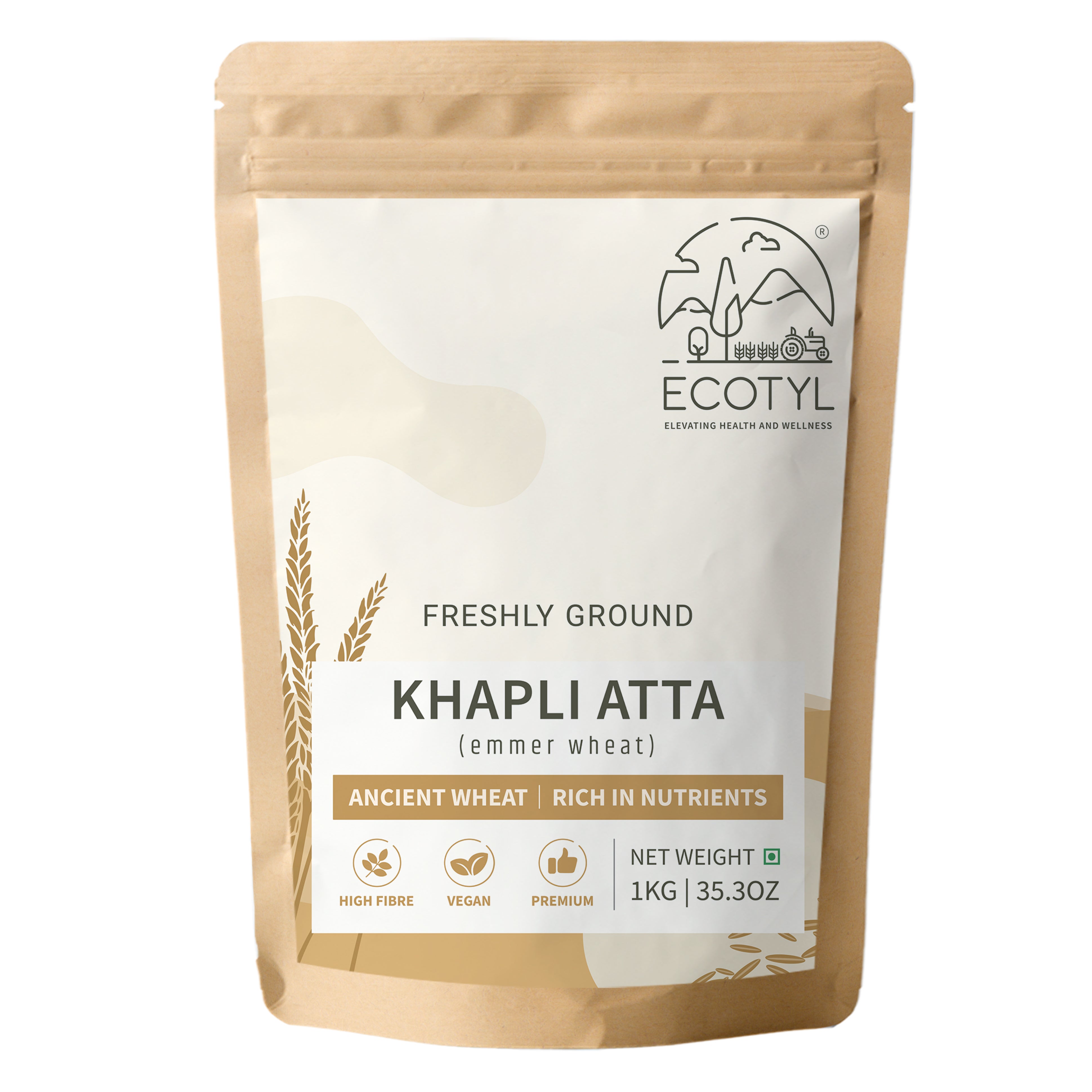 Khapli Atta (Emmer Wheat) - Ecotyl - 100% Organic I Sustainable