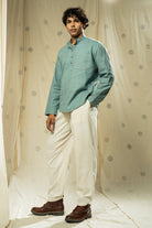 Handwoven heritage- luxuriant men’s kurta with mandarin collar - organic men