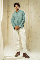 Handwoven heritage- luxuriant men’s kurta with mandarin collar - organic men