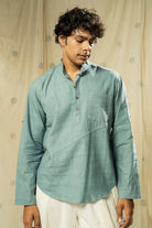 Handwoven heritage- luxuriant men’s kurta with mandarin collar - organic men