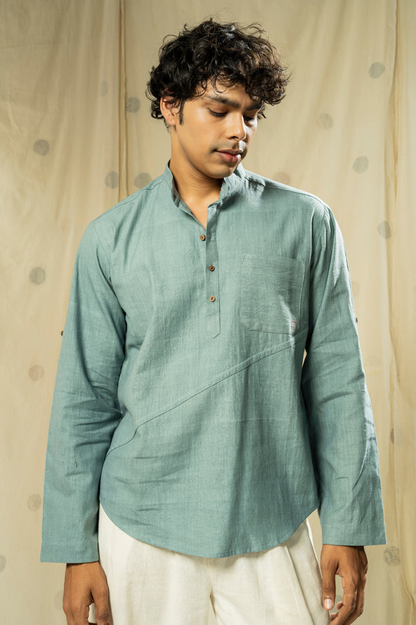 Handwoven heritage- luxuriant men’s kurta with mandarin collar - organic men