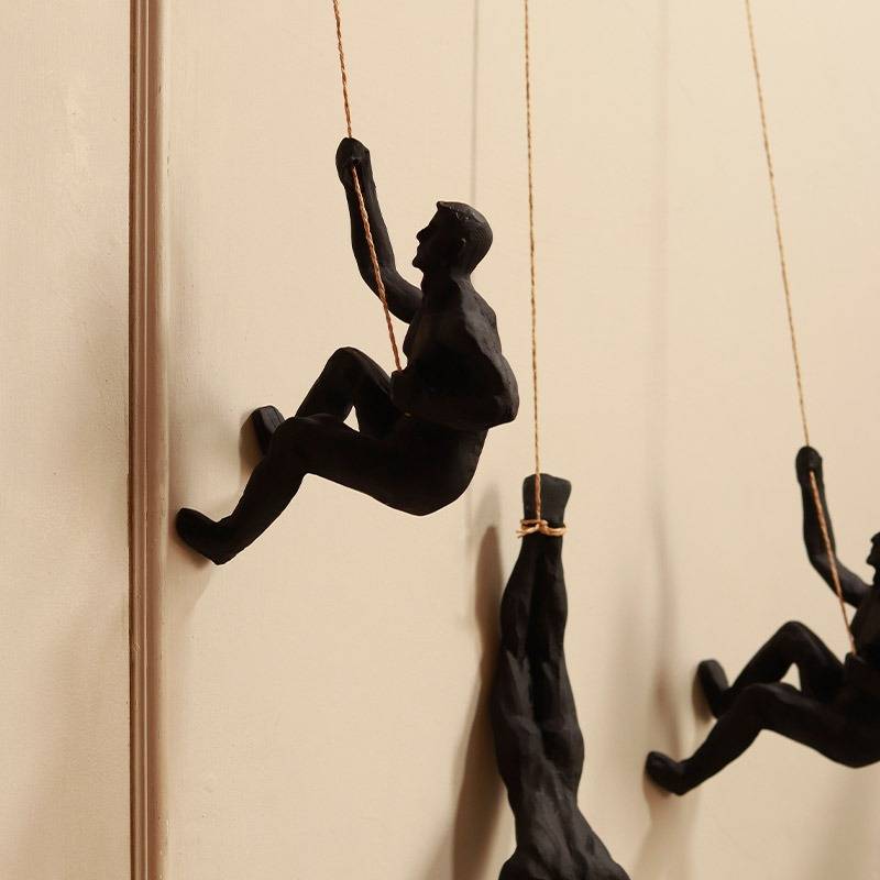 The Climbing crew Wall Hanging (Set of 3)-Black - https://artecasa.in/