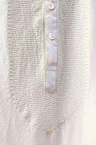 Men's-Chanderi Off White Aari Work straight Kurta - (Round Neck)-bihart