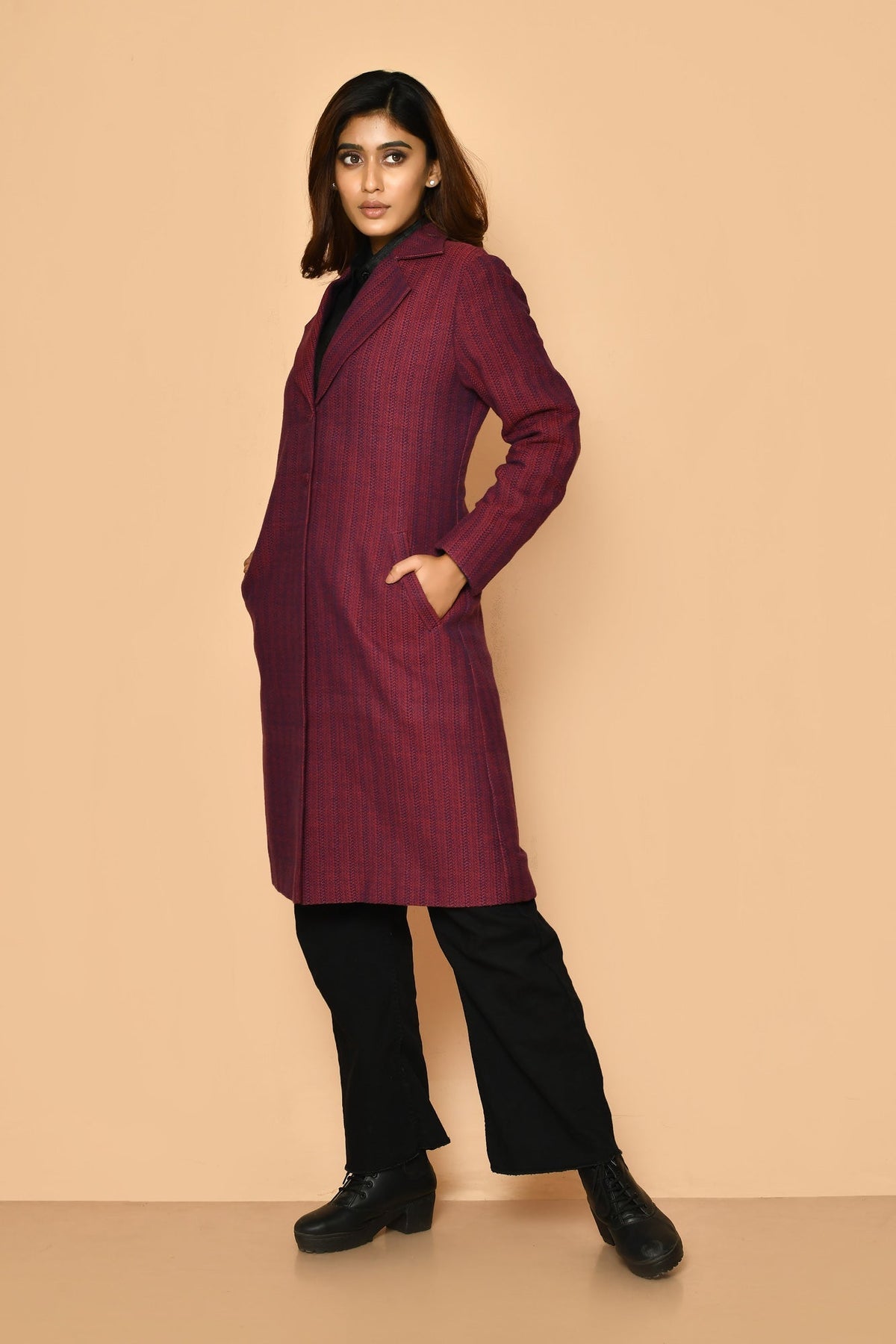 buy best ladies handloom long cotton jacket for work wear