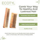 Neem Wood Comb Combo (Detangling & Shampoo) - Set of 2 - Ecotyl - 100% Organic I Sustainable