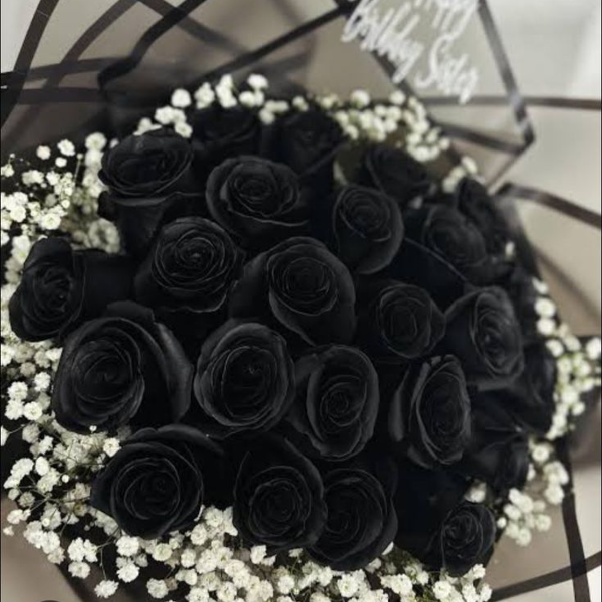 Premium preserved black rose bouquet stem