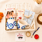 Blue Protection Rakhi Hamper | Evil Eye Rakhi Gift Basket for Brother & Bhabhi - https://artecasa.in/