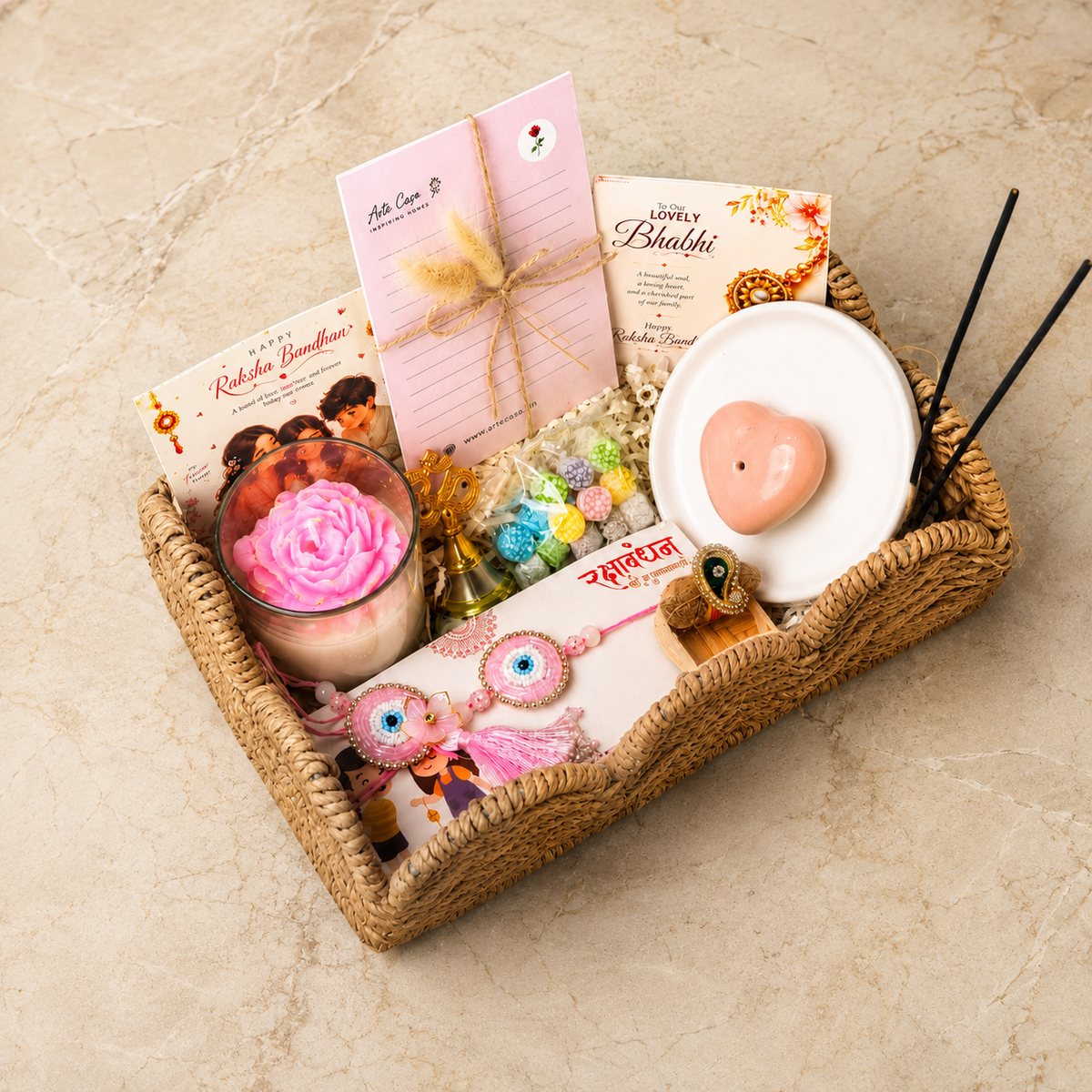 Pooja Loving Bhabhi Shubh Aashirwad Rakhi Hamper - https://artecasa.in/