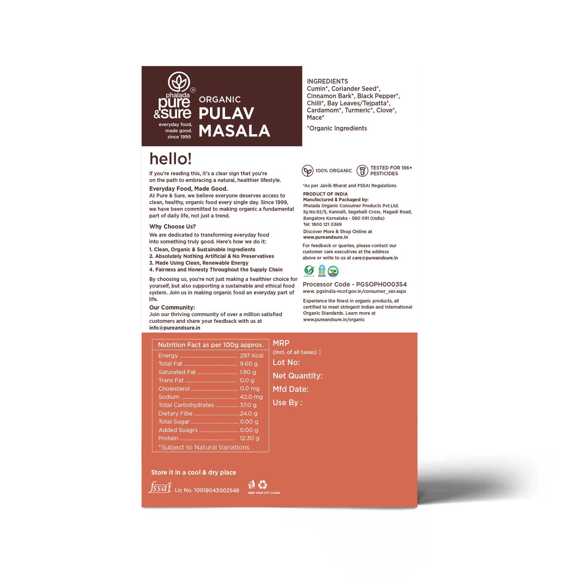 Organic Pulav Masala Back