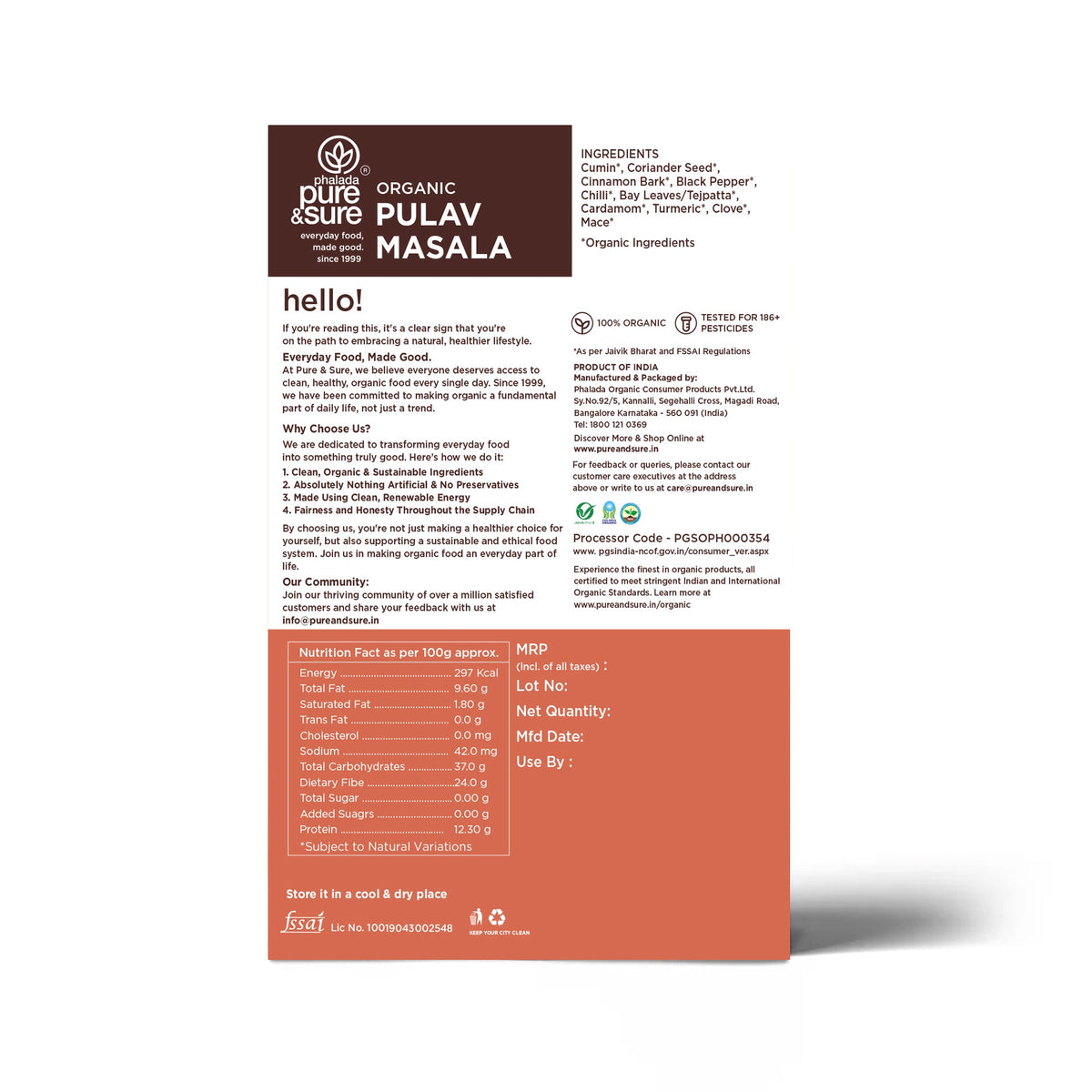 Organic Pulav Masala Back