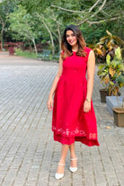 Radiance Red Layered Jamdani Dress