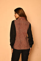 add fun to formal ladies office wear with this red ajrakh jacket