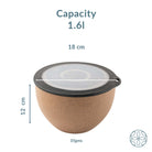 Rice Husk And Bamboo Fiber Serving Bowl With Lid- 1.6L