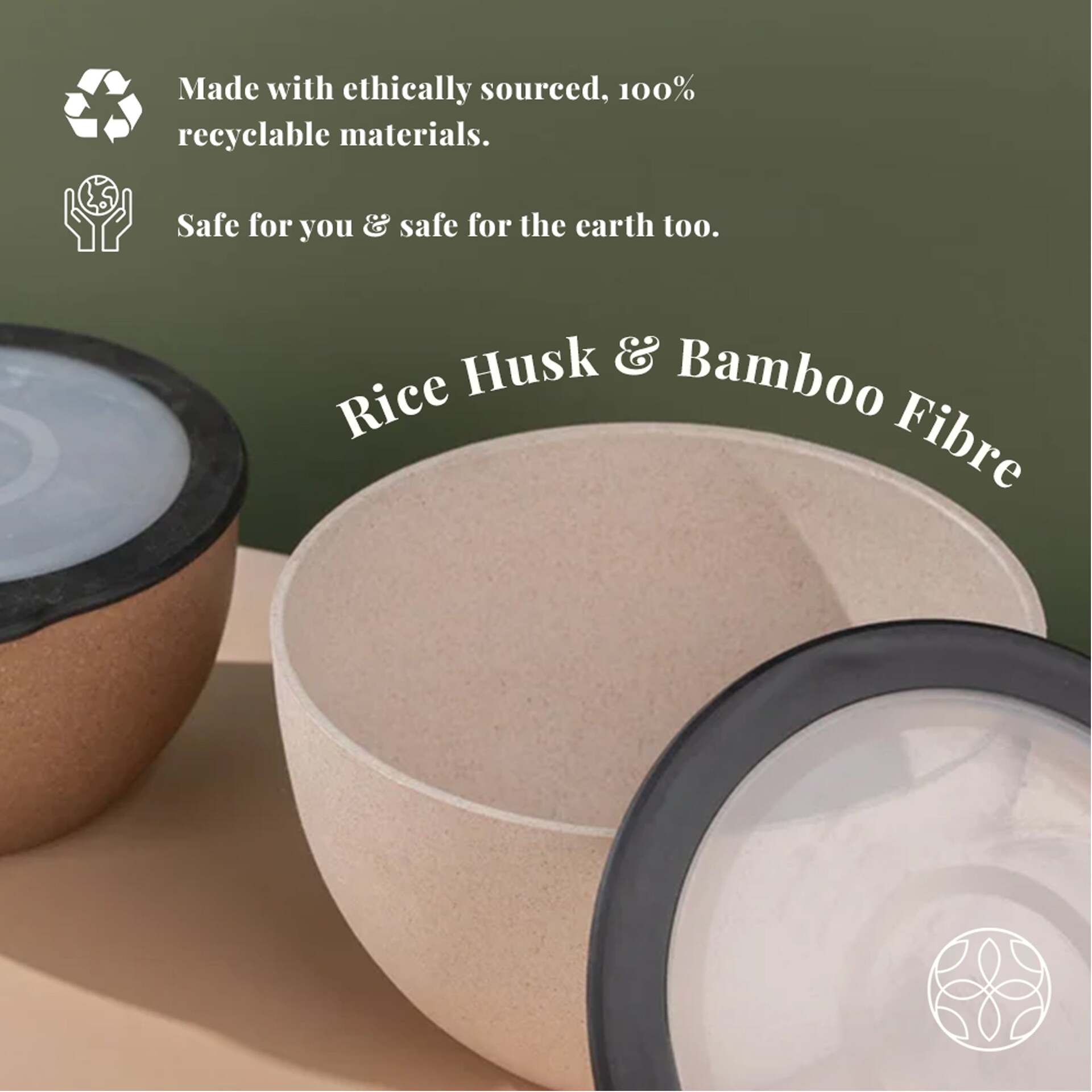 Rice Husk And Bamboo Fiber Serving Bowl With Lid   - 2.9L