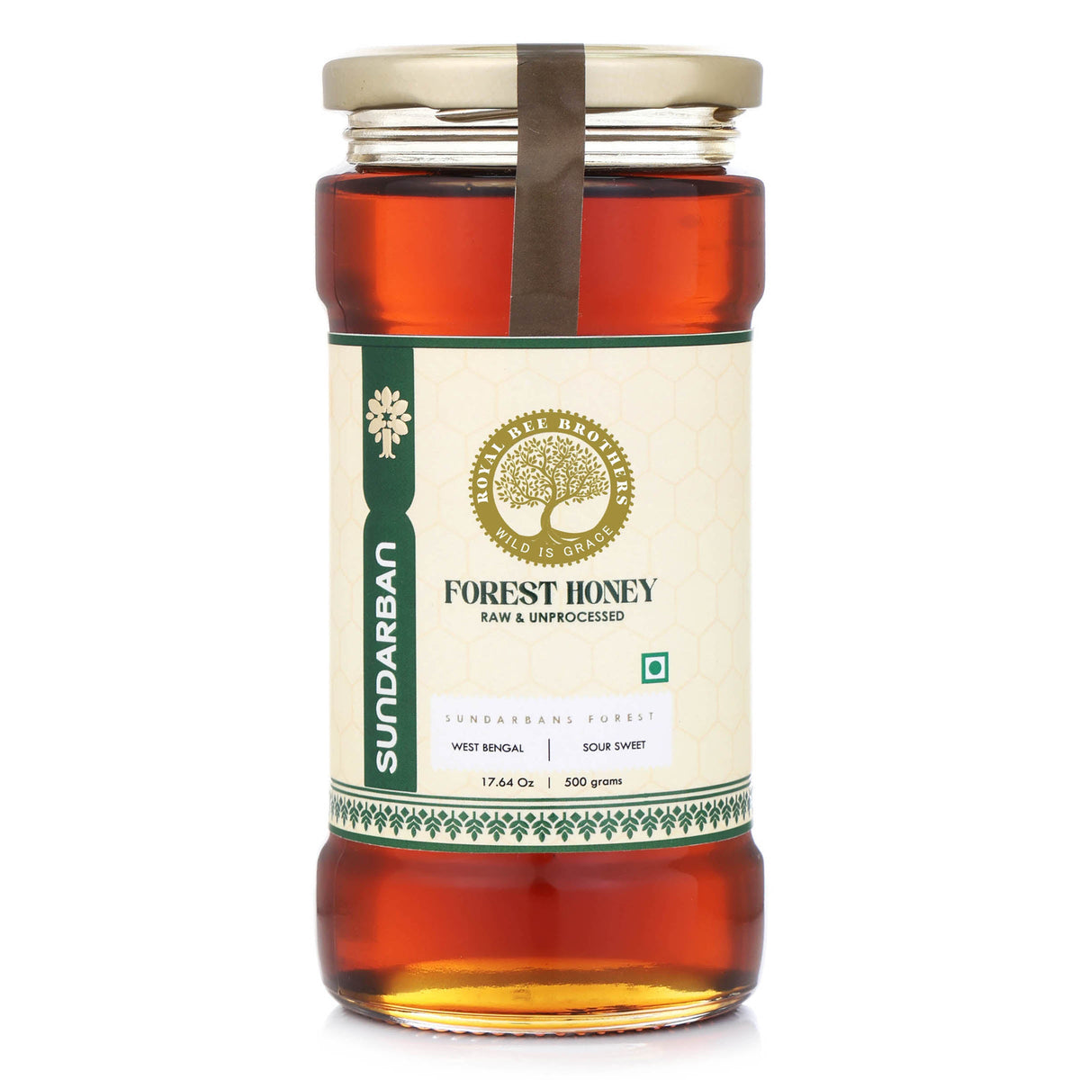 Jar of Sundarban Forest Honey on a white background