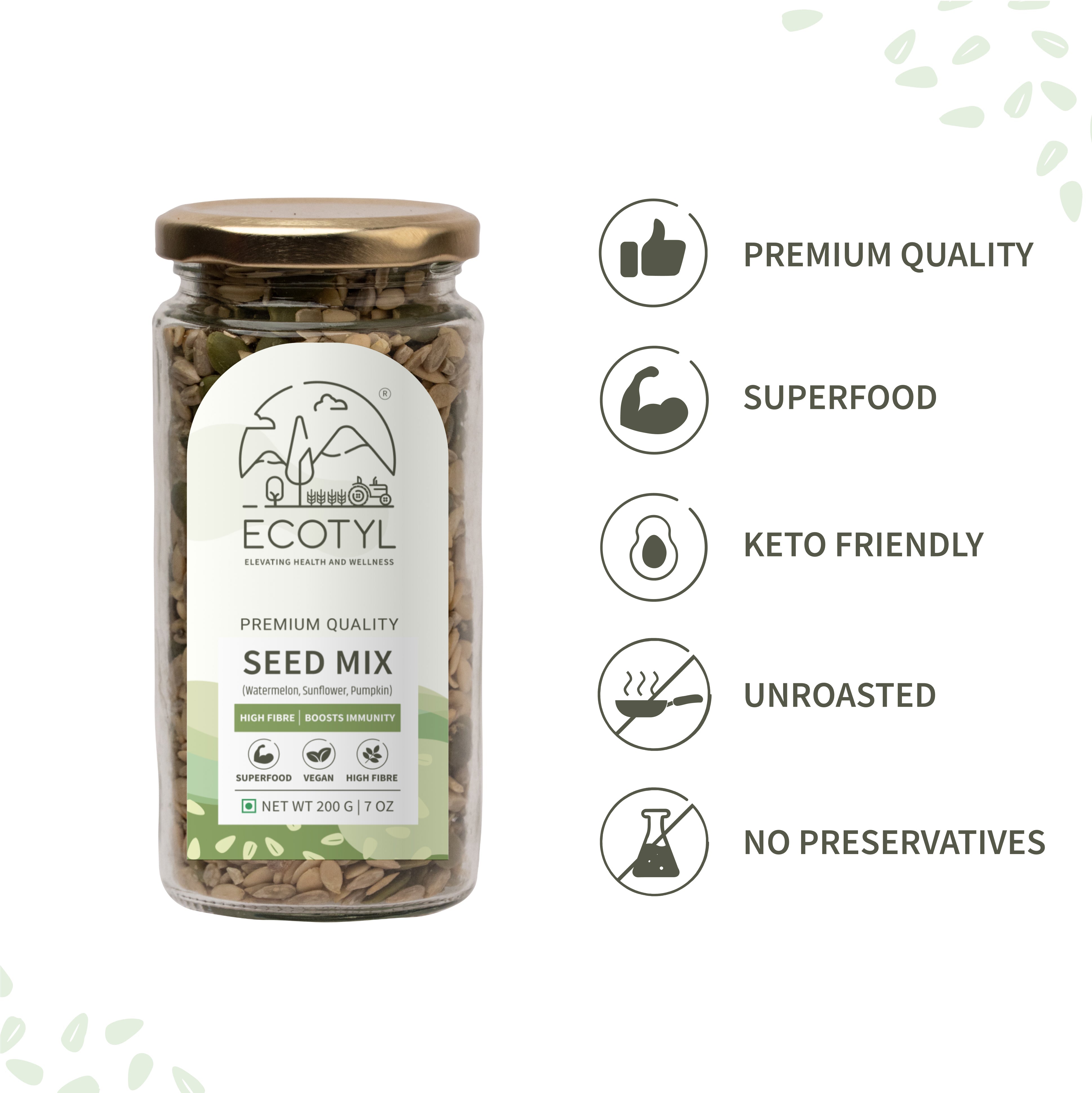 Seed Mix (3 in 1) - Unroasted - Ecotyl - 100% Organic I Sustainable