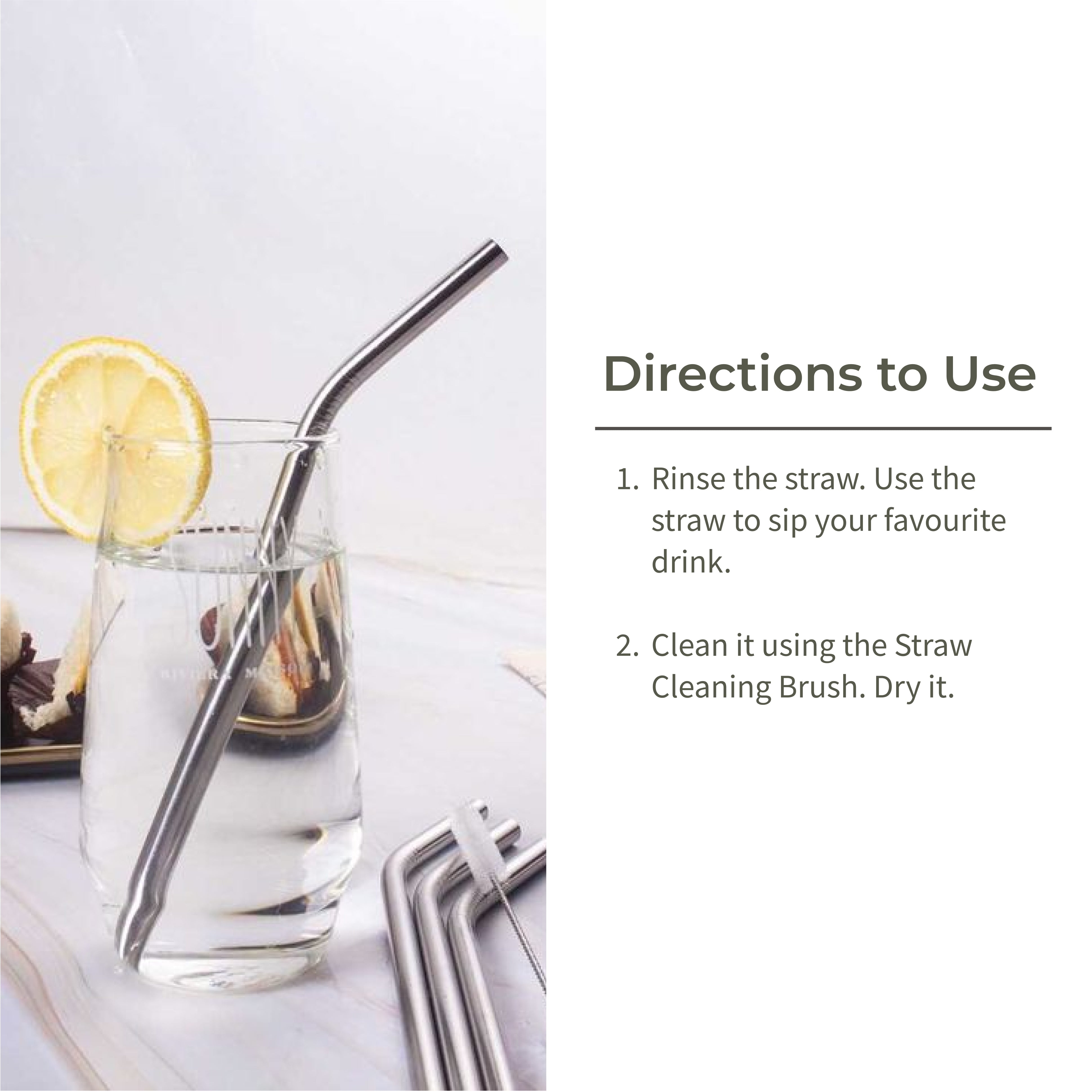 Stainless Steel Straw (Set of 4) + Cleaning Brush - Ecotyl - 100% Organic I Sustainable