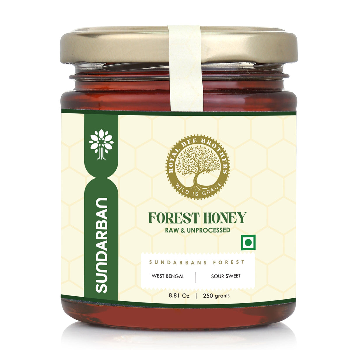 Jar of Sundarban Forest Honey with a white background