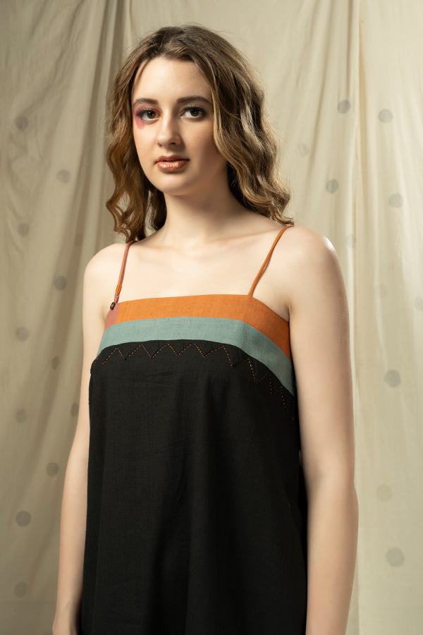 Striped legacy- spaghetti styled locally- sourced applique dress