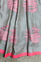 Champagne-Wild Silk Saree Hand Embroidered in Sujani-bihart