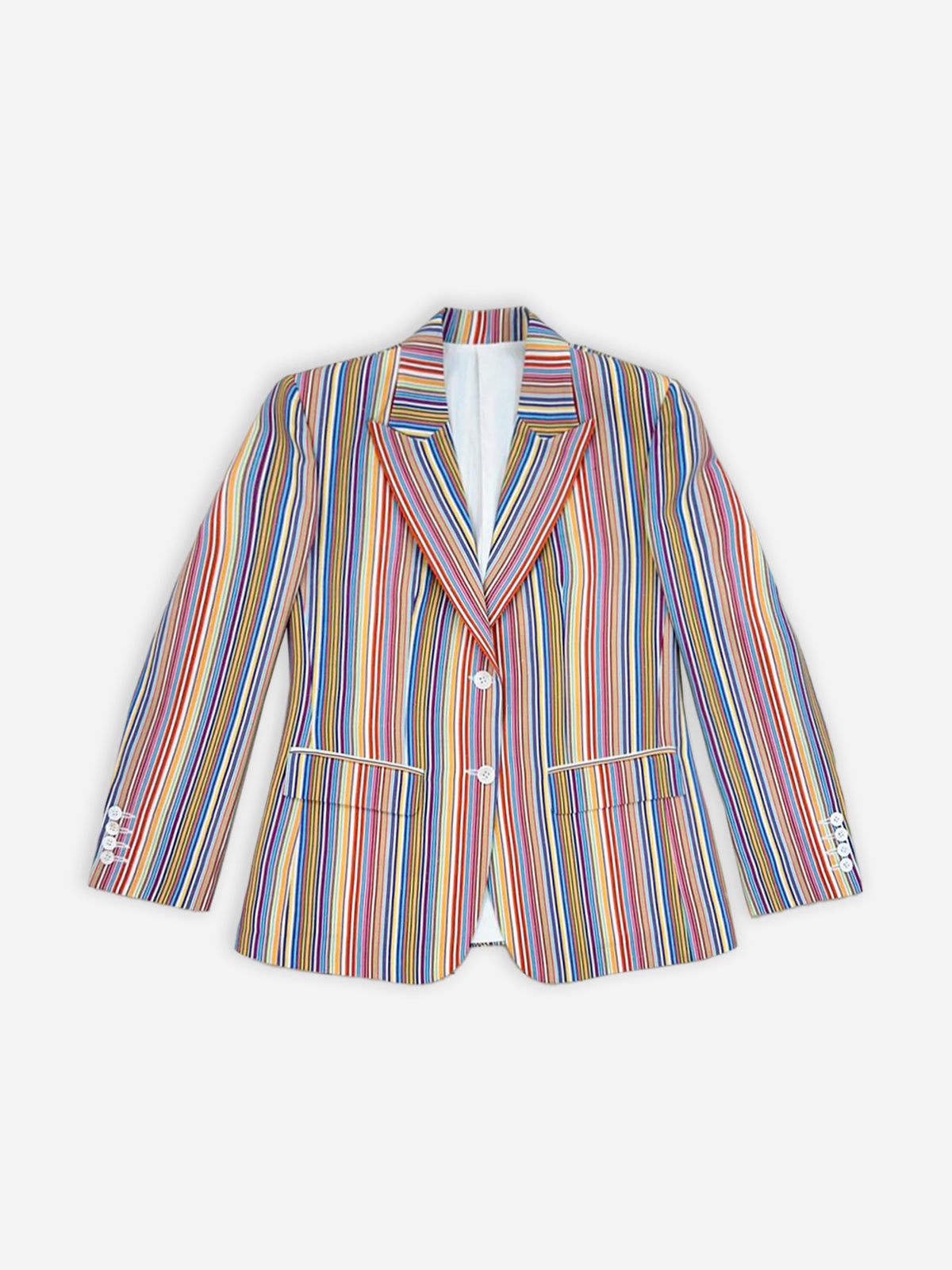 Multicolored striped Linen blazer on a white background