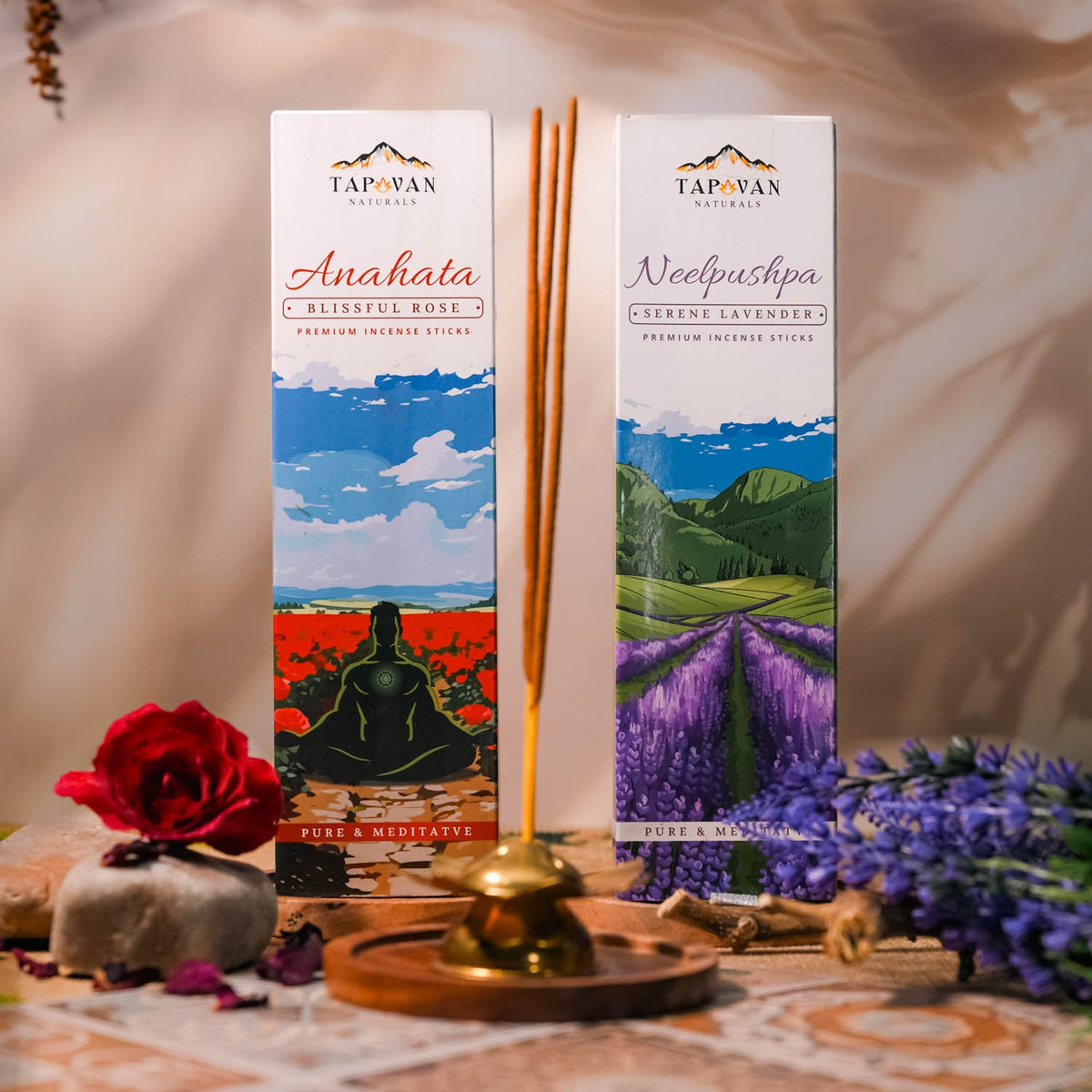 Rose and Lavender Incense Sticks Pack