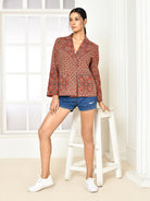 Thea Red Ajrakh designer jackets for Women-3