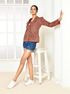 Thea Red Ajrakh Designer jackets for Women-4