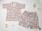 Florence organic cotton-linen floral lounge set back view showing relaxed fit