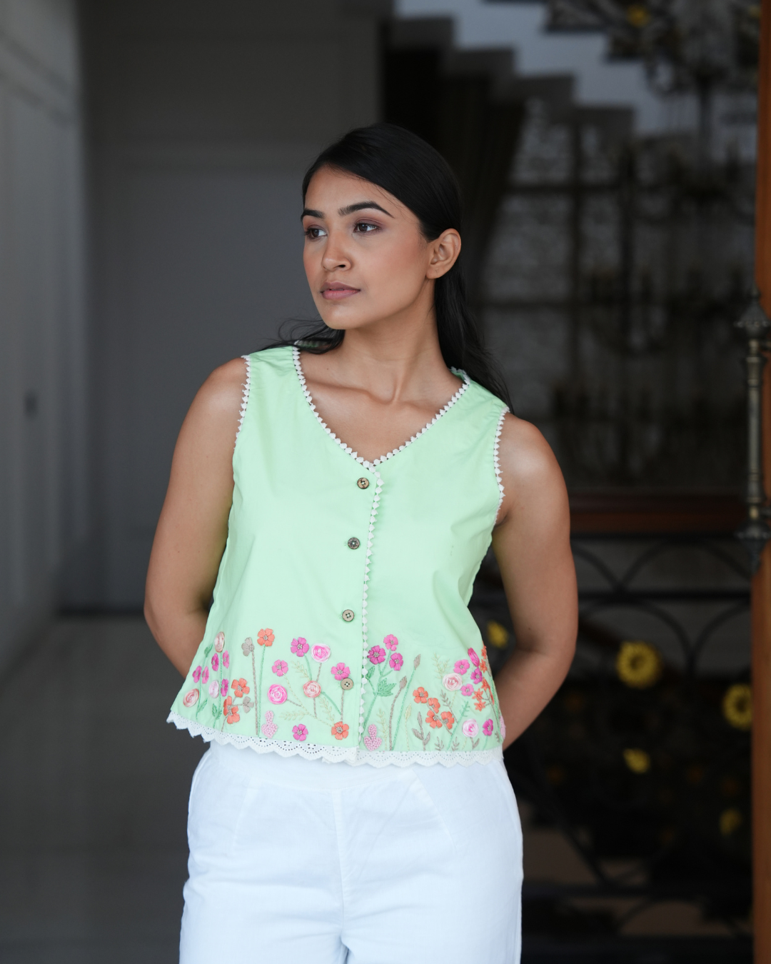 Priyaa Hand-Embroidered Top – hand-embroidered 100% cotton – RASRA MAI