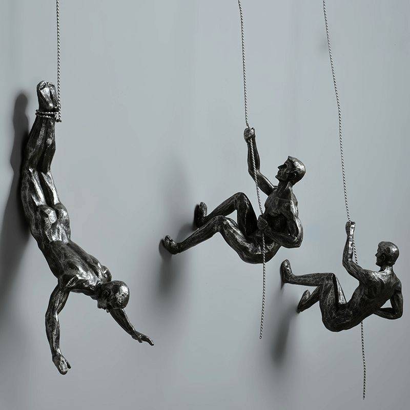 The Climbing crew Wall Hanging (Set of 3)-Silver - https://artecasa.in/
