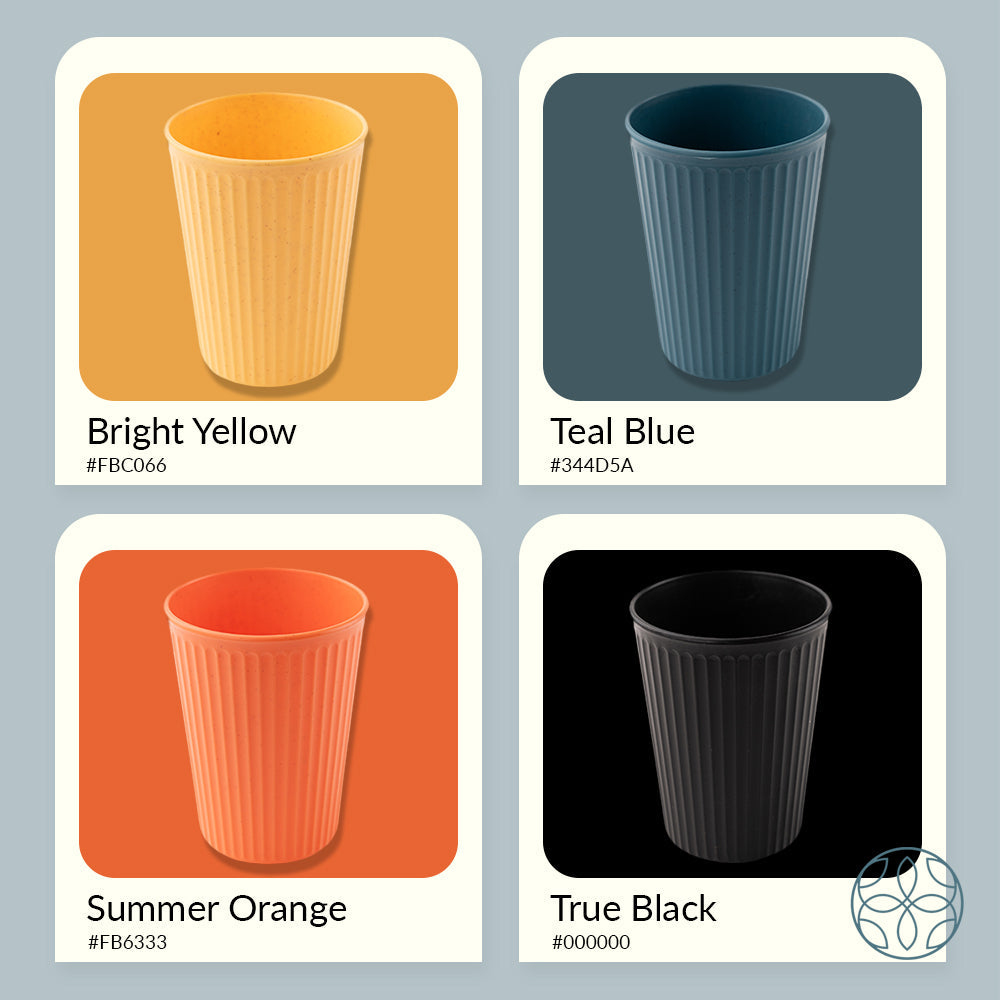 Wheat Straw and Bamboo Fiber Fluted Water Cups