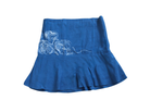 Blue artistic cotton tube top with hand drawn design, comfortable strapless summer top for warm weather styling.