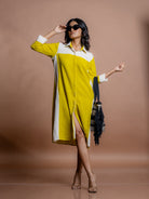 Handwoven Kala cotton women's long shirt dress