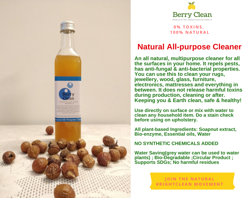 Natural All-purpose Cleaner: An all natural, multipurpose cleaner for all the surfaces in your home. It repels pests, has anti-fungal & anti-bacterial properties. You can use this to clean your rugs, jewellery, wood, glass, furniture, electronics, matteresses and everything in between. It does not release harmful toxins during production, cleaning or after. Keeping you & Earth clean, safe & healthy! 