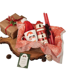 Santa Merry Magic Set – Christmas Gift Hamper with Penguin Mug, Santa Cap, Candles & Tealight House | Premium Festive Gift Box India - https://artecasa.in/