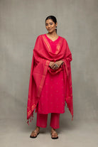 Amaranth Radiance Hand Woven South Cotton Kurta Set