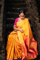 Handloom Yellow Pure Silk Kanchi Contemporary Saree-Sutra Art of Clothing