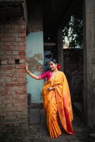 Handloom Yellow Pure Silk Kanchi Contemporary Saree-Sutra Art of Clothing