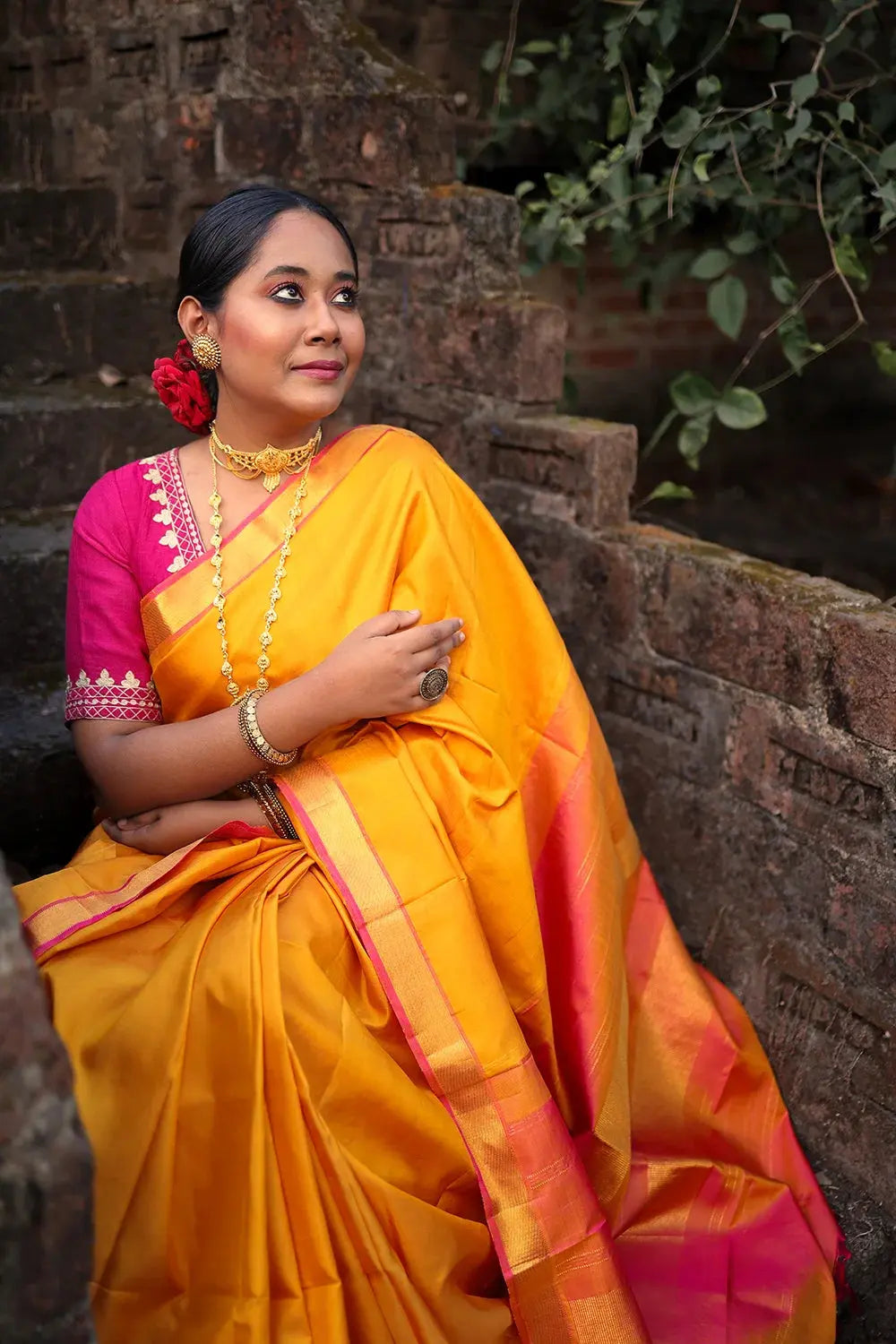 Handloom Yellow Pure Silk Kanchi Contemporary Saree-Sutra Art of Clothing
