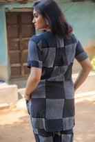 Back View of Black Check Pure Cotton Hand Block Print Co-ord Set