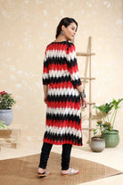 Back View of Black Multi Colour Handwoven Pure Cotton Ikkat Kurta Set