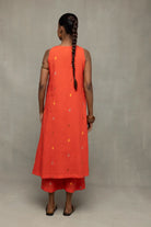 Back View of Coral Jamdani A-Line Co-ord Set