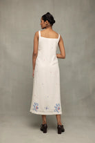 Back View of Cream Bela Buta Pure Cotton Jamdani Dress