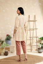 Back View of Cream Polka Dots Pure Cotton Block Print Co-ord Set