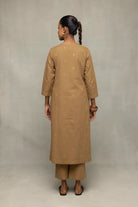 Back View of Damp Sand Kurta Set with Dupatta