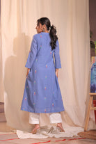Handloom Sky Blue Pure Cotton Jamdani Kurta Set With Dupatta