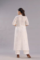 Back View of Ivory Jamdani Slit Co-ord Set