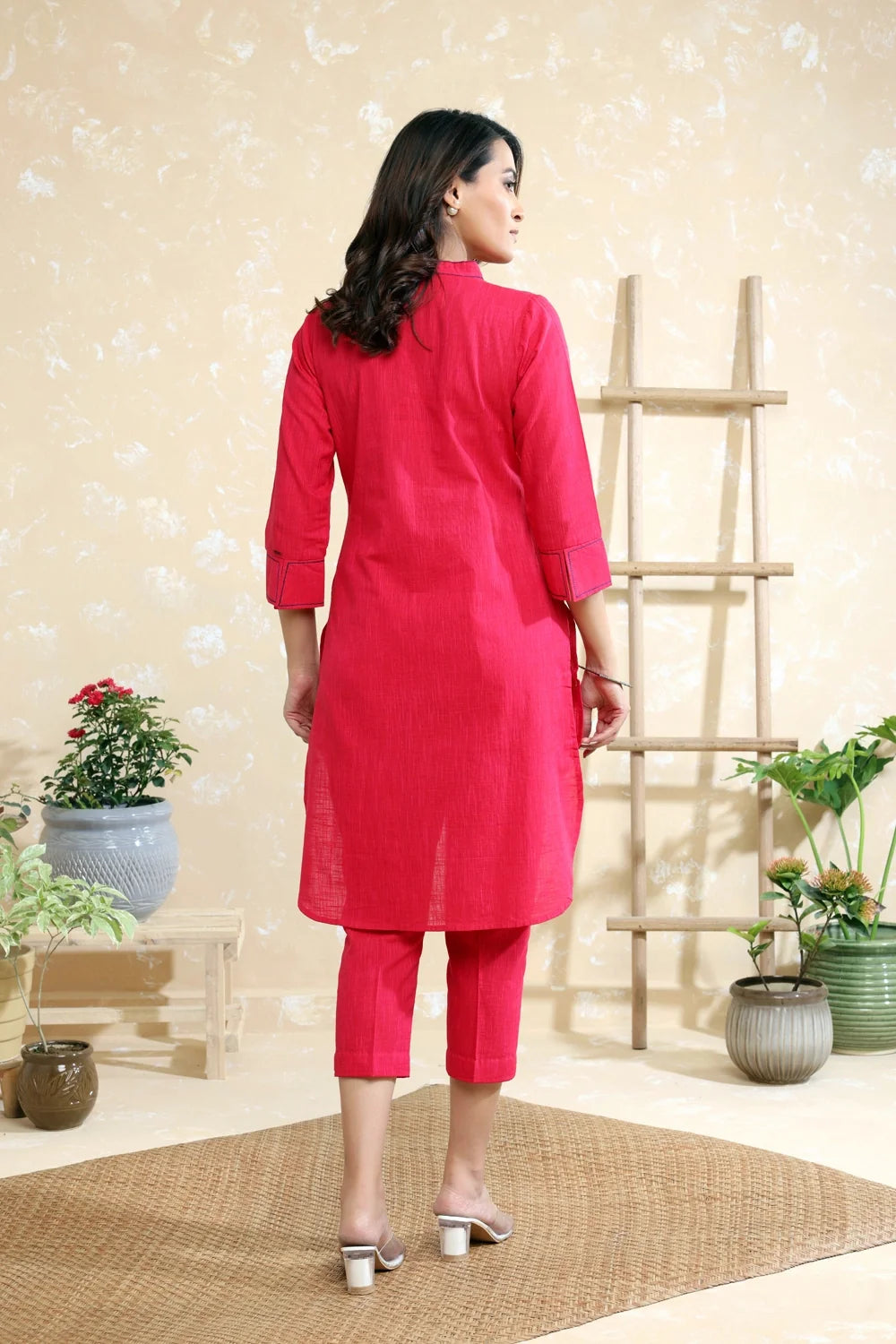 Back View of Rani Pink Pure Cotton Co-ord Set